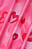 ピンク セクシー カジュアル プリント バンデージ バックレス ホルター ロング ドレス ドレス
