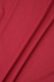 Розовый повседневный однотонный косой воротник с открытой спиной и короткими рукавами из двух предметов