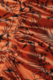 Orange Décontracté Quotidien Élégant Impression Mixte Patchwork Volants Impression Contraste Robes Col en V