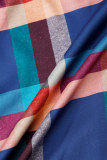 Cardigan imprimé à carreaux multicolore décontracté, col rabattu, manches longues, deux pièces
