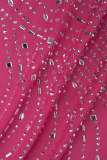 Abrikoos sexy patchwork heet boren uitgeholde rugloze halter mouwloze jurk Jurken