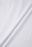 Witte feest elegante vakantie patchwork patchwork gleuf asymmetrische kraag een schouder jurk jurken
