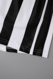 ブラック プラス サイズ カジュアル デイリー シンプル ストライプ コントラスト カーディガンカラー