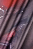 Разноцветный Повседневный Повседневный Элегантный Смешанный принт Пэчворк Волан Складной принт Контрастные платья с вырезом лодочкой и длинными рукавами