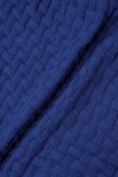 Bleu Marine Décontracté Quotidien Élégant Cardigan Couleur Unie Cardigan Col Grande Taille