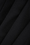 Negro Casual Sólido Frenulum Turn-back Collar Traje Vestido Vestidos