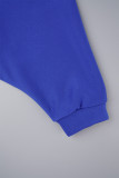 Синие повседневные прямые платья с капюшоном и воротником в стиле пэчворк