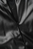 Zwarte casual patchwork parel asymmetrische grote maat rok