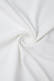 Branco sexy festa elegante formal retalhos babado assimétrico sem alças sem mangas duas peças