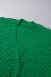 Verde Casual Diario Elegante Cárdigan Color sólido Cuello tipo cárdigan Tallas grandes