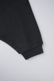 Zwarte casual effen patchwork kraag met capuchon rechte jurken