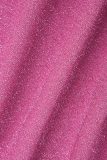Розовые сексуальные однотонные узкие комбинезоны с воротником и капюшоном с открытой спиной
