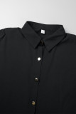 Apricot Elegant Solid Patchwork Buckle Slit Shirt Collar Long Sleeve Plus Size Dresses