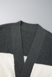 Cardigan patchwork décontracté gris, vêtements d'extérieur contrastés