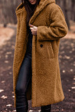Café Casual Solid Cardigan Cuello con capucha Prendas de abrigo