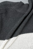 Vêtement d'extérieur contrasté noir à patchwork décontracté