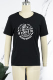 Weiße Street-Print-Patchwork-Totenkopf-T-Shirts mit O-Ausschnitt