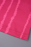 Rose Red Casual Print Basic O-Ausschnitt Langarm-Kleider