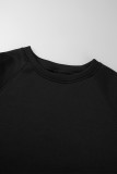 Schwarze, sexy, solide, ausgehöhlte Patchwork-Hemdkragen-Langarmkleider in Übergröße