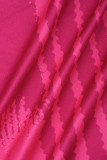 Rose Red Casual Print Basic O-hals långärmade klänningar