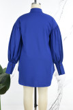 Damasco elegante sólido patchwork fivela fenda camisa gola manga comprida vestidos tamanhos grandes