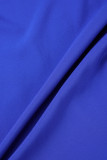 Abrikoos elegante effen patchwork gesp split overhemdkraag lange mouwen grote maten jurken
