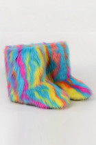 Rainbow Color Street Patchwork Round Keep Warm Shoes