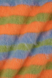 Цветной повседневный полосатый лоскутный отложной воротник с длинными рукавами из двух предметов
