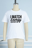 Svarta Casual Daily Print Patchwork T-shirts med bokstav O-hals