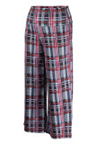 Black Red Casual Print Patchwork Plus Size High Waist Trousers