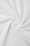 Белый Повседневные однотонные базовые с круглым вырезом и короткими рукавами Из двух частей