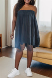 Black Casual Solid Asymmetrical Plus Size High Waist Skirt