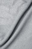 Silvergrå Sexig formell solid rygglös aftonklänning med spaghettiband