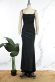 Black Sexy Formal Solid Backless Spaghetti Strap Evening Dress Dresses