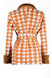 Kaki Casual Print Patchwork med Bälte Turndown-krage Långärmad Plus Size Overcoat