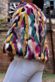 Färg Sweet Color Block Patchwork Cardigan krage Ytterkläder