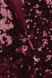 Bordeaux sexy effen pailletten patchwork rugloze spaghettibandjes mouwloze jurk Jurken