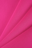 Розово-красные элегантные однотонные лоскутные платья с квадратным воротником и трапециевидной линией