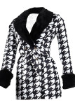 Abrigo con estampado informal y estampado informal, color negro, con cinturón, cuello vuelto, manga larga, talla grande