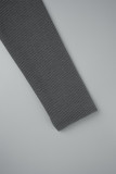 Dark Gray Casual Solid Basic V Neck Skinny Jumpsuits