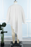 Marrom casual sólido assimétrico gola alta manga comprida vestidos plus size