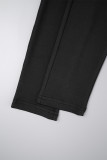 Zwarte casual effen uitgeholde skinny jumpsuits met halve col