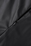 Negro Casual Retazos lisos Flaco Cintura alta Convencional Patchwork Faldas