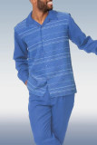 Traje de caminar de manga larga casual de moda para hombre azul 019