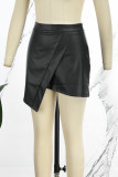 Черные повседневные однотонные лоскутные узкие юбки с высокой талией в стиле пэчворк
