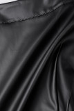 Negro Casual Retazos lisos Flaco Cintura alta Convencional Patchwork Faldas