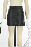 ブラック カジュアル ソリッド パッチワーク スキニー ハイウエスト 従来のパッチワーク スカート