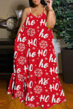 Red Green Sexy Casual Print Backless Spaghetti Strap Long Dress Dresses