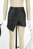 Черные повседневные однотонные лоскутные узкие юбки с высокой талией в стиле пэчворк