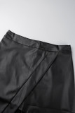 Black Casual Solid Patchwork Skinny High Waist Conventional Patchwork Skirts